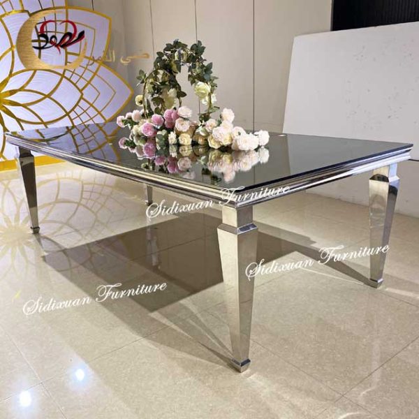 Rustic Wedding Reception Table With Silver Frame
