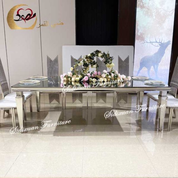 Rustic Wedding Reception Table With Silver Frame - Image 3