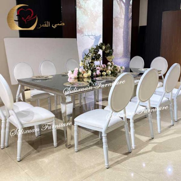 Rustic Wedding Reception Table With Silver Frame - Image 2
