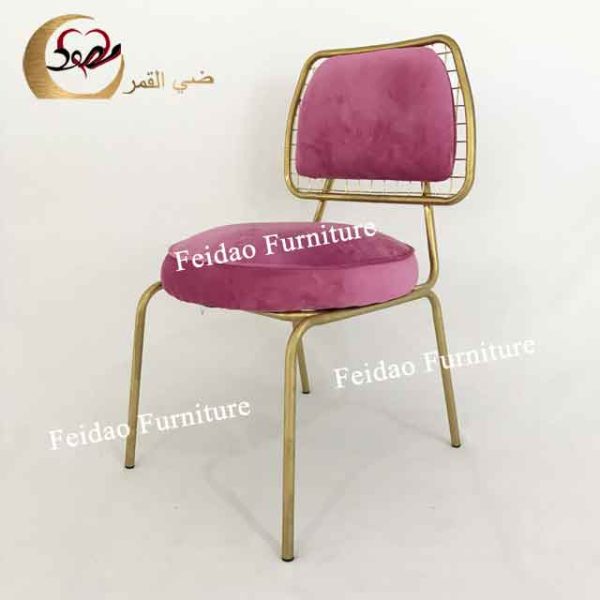 Iron Dining Chair With Pink Velvet - Image 2