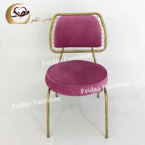 Iron Dining Chair With Pink Velvet - Image 4