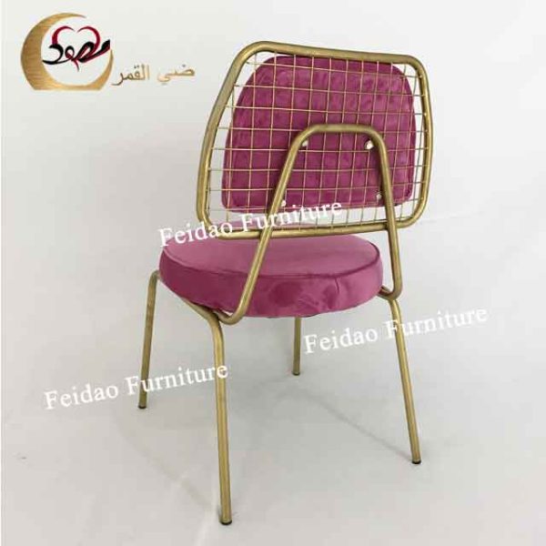 Iron Dining Chair With Pink Velvet - Image 3