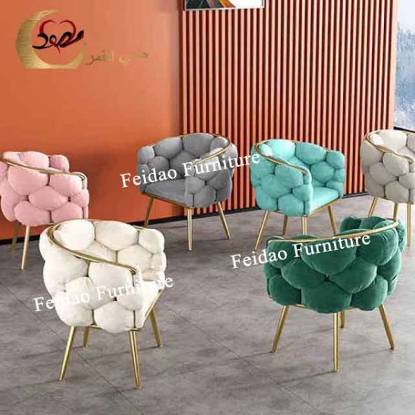 Iron Accent Chair Velvet Design - Image 2