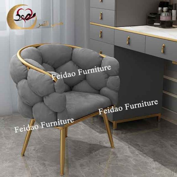 Iron Accent Chair Velvet Design - Image 3