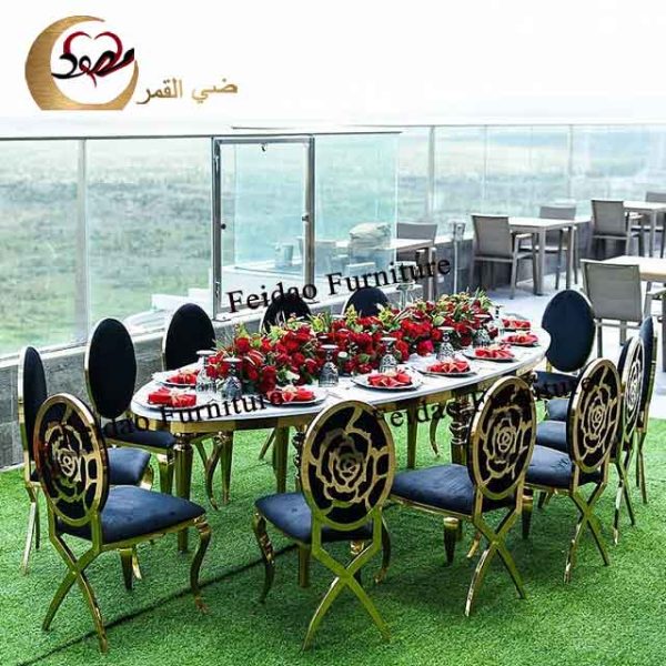 Dining Table Set Glass Oval Shape - Image 4