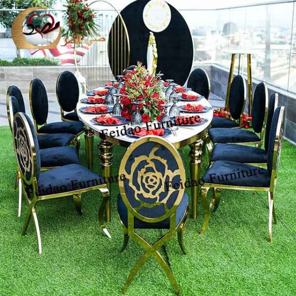 Dining Table Set Glass Oval Shape - Image 3
