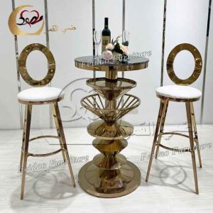Highboy Cocktail Table Rose Gold Color