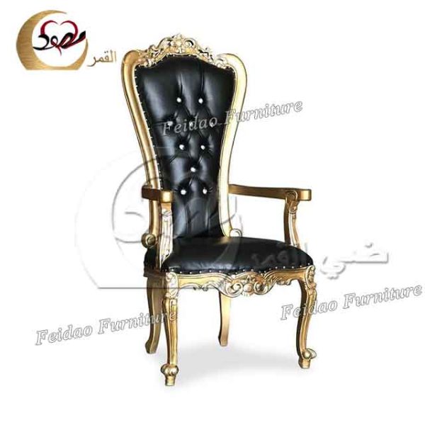 Gold And White Throne Chair With Armrest - Image 2