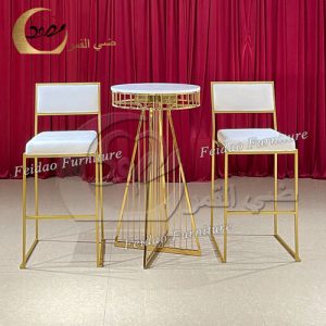 Bar Stool Table Set In Gold Stainless Steel