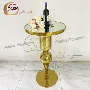 Industrial Bar Table Round Gold