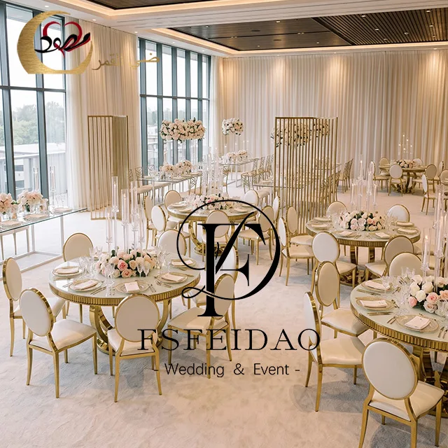 C244 round glass top wedding table with stainless steel base - side view